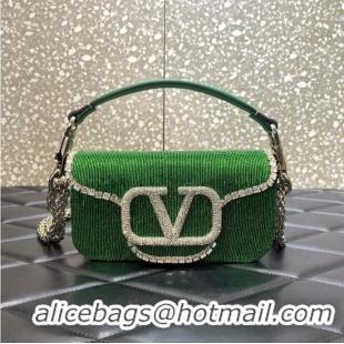 Most Popular VALENTINO MINI LOCO imitation crystal shoulder bag WB0K53SL green