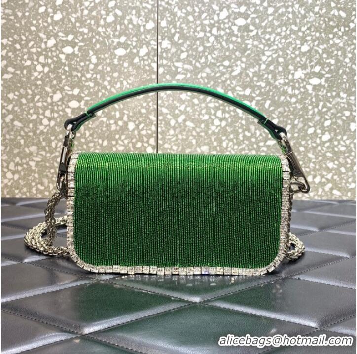 Most Popular VALENTINO MINI LOCO imitation crystal shoulder bag WB0K53SL green