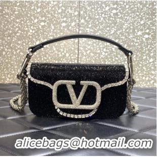 Super Quality VALENTINO MINI LOCO imitation crystal shoulder bag WB0K53SL black