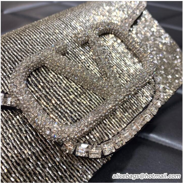 Reasonable Price VALENTINO MINI LOCO imitation crystal shoulder bag WB0K53SL silver