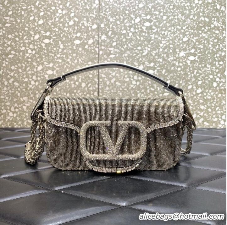 Reasonable Price VALENTINO MINI LOCO imitation crystal shoulder bag WB0K53SL silver