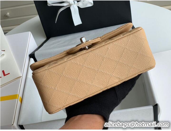 Reasonable Price Chanel Original Caviar Leather Flap cross-body bag CF1116 Apricot & Silver chain