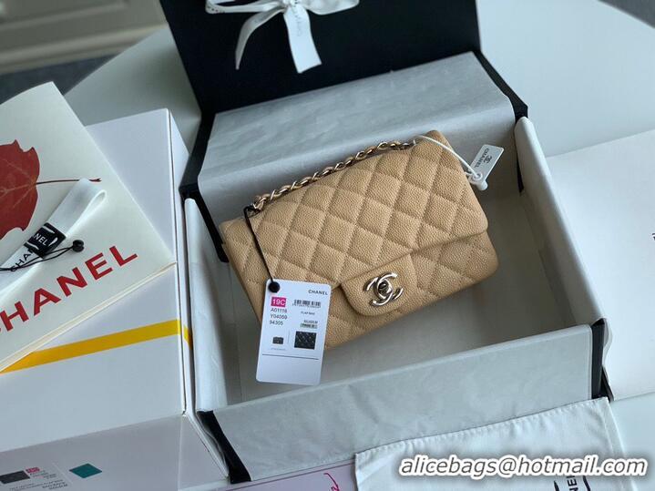 Reasonable Price Chanel Original Caviar Leather Flap cross-body bag CF1116 Apricot & Silver chain