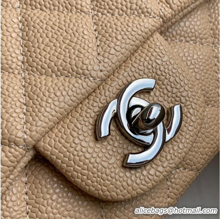 Reasonable Price Chanel Original Caviar Leather Flap cross-body bag CF1116 Apricot & Silver chain