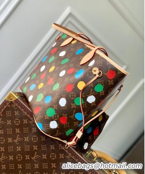 Good Product Louis Vuitton LVxYK Neverfull MM Tote Bag with Painted Dots M46381 2023