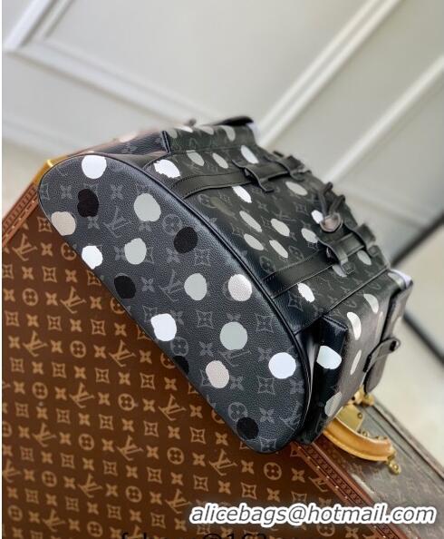 Luxurious Louis Vuitton LVxYK Christopher MM Backpack Bag with Painted Dots M46403 Monogram Eclipse Canvas/White 2023