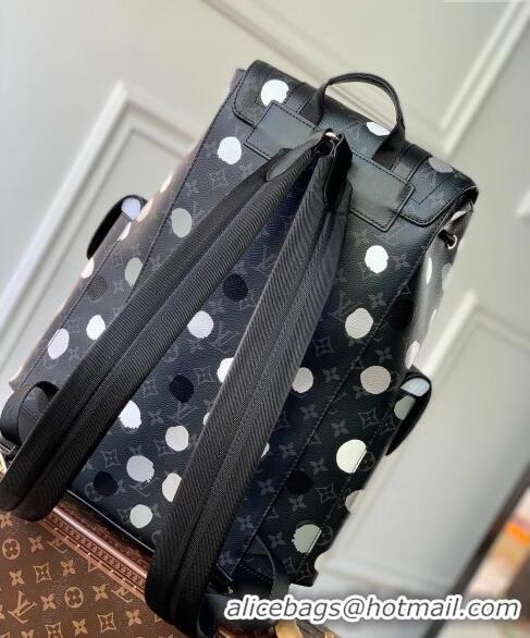 Luxurious Louis Vuitton LVxYK Christopher MM Backpack Bag with Painted Dots M46403 Monogram Eclipse Canvas/White 2023