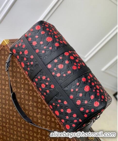 Grade Design Louis Vuitton LVxYK Keepall 50 Travel Bag with Bold Red Dots in Black Monogram Leather M21674 2023