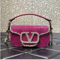 Good Looking Valentino MINI LOCO imitation crystal shoulder bag WB0K55 Pink