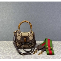 Famous Brand Gucci Bamboo 1947 Jumbo GG Mini Top Handle Bag 686864 Brown