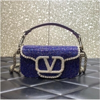 Top Quality VALENTINO MINI LOCO imitation crystal shoulder bag WB0K53SL dark purple