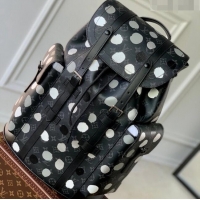 Luxurious Louis Vuitton LVxYK Christopher MM Backpack Bag with Painted Dots M46403 Monogram Eclipse Canvas/White 2023