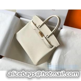 Top Quality Hermes Birkin Bag 30cm in Epsom Calfskin HH30 White/Gold (Half Handmade)