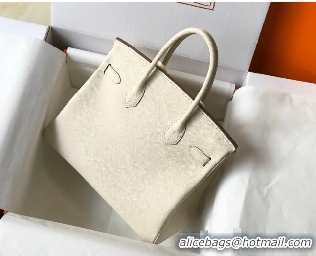 Top Quality Hermes Birkin Bag 30cm in Epsom Calfskin HH30 White/Gold (Half Handmade)