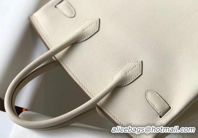 Top Quality Hermes Birkin Bag 30cm in Epsom Calfskin HH30 White/Gold (Half Handmade)