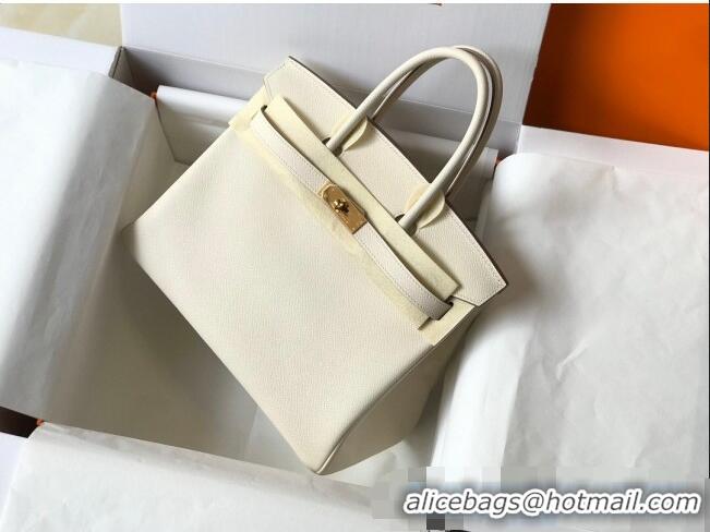 Top Quality Hermes Birkin Bag 30cm in Epsom Calfskin HH30 White/Gold (Half Handmade)