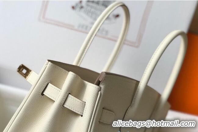 Top Quality Hermes Birkin Bag 30cm in Epsom Calfskin HH30 White/Gold (Half Handmade)