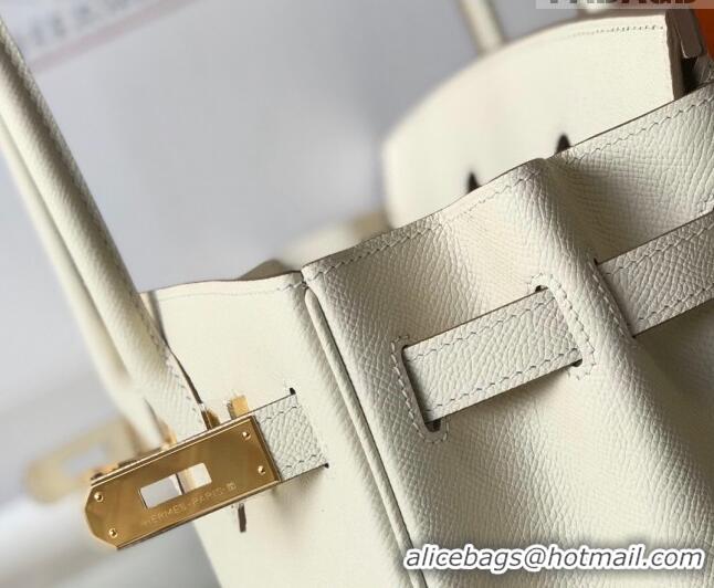 Top Quality Hermes Birkin Bag 30cm in Epsom Calfskin HH30 White/Gold (Half Handmade)