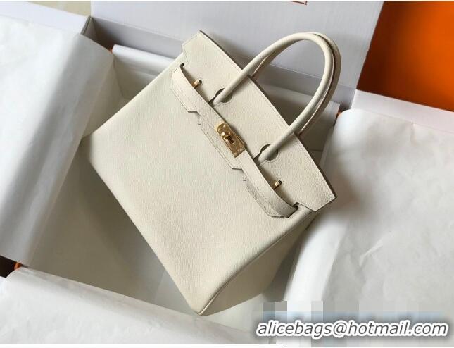 Top Quality Hermes Birkin Bag 30cm in Epsom Calfskin HH30 White/Gold (Half Handmade)