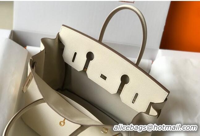 Top Quality Hermes Birkin Bag 30cm in Epsom Calfskin HH30 White/Gold (Half Handmade)