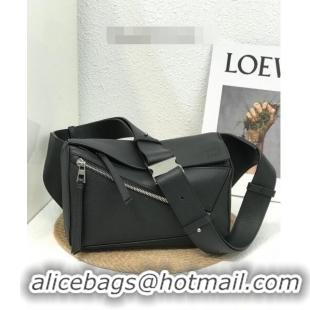 Pretty Style Loewe Small Puzzle Bumbag in Classic Calfskin 10176 Black 2022