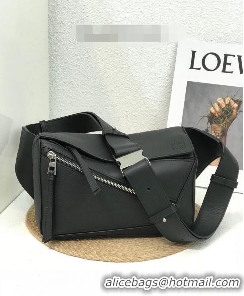 Pretty Style Loewe Small Puzzle Bumbag in Classic Calfskin 10176 Black 2022