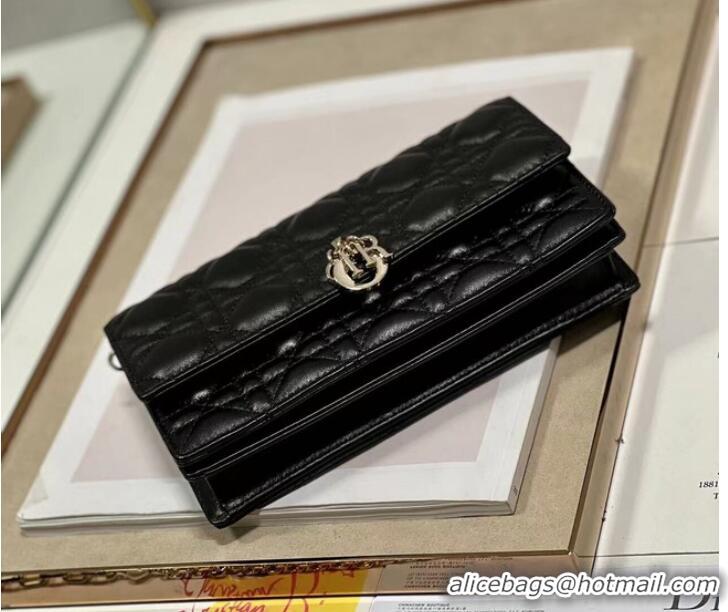 Inexpensive LADY DIOR CHAIN POUCH Cannage Lambskin S0937O black