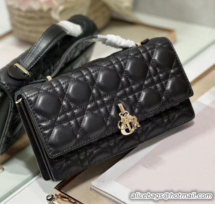 Inexpensive LADY DIOR CHAIN POUCH Cannage Lambskin S0937O black