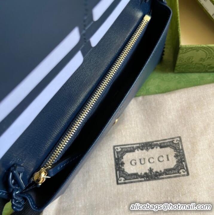 Promotional Gucci Horsebit 1955 wallet with chain 621892 Royal Blue