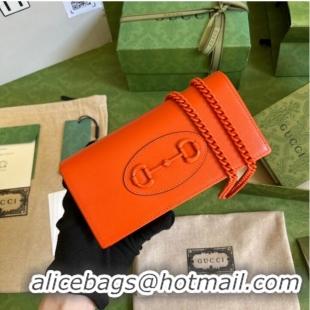 Top Quality Gucci Horsebit 1955 wallet with chain 621892 Orange