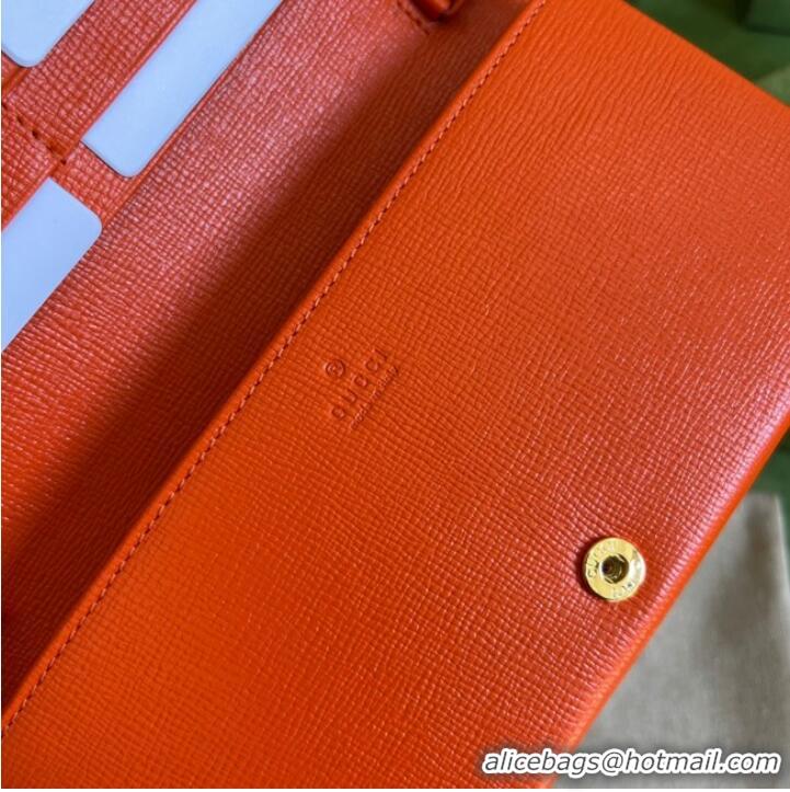 Top Quality Gucci Horsebit 1955 wallet with chain 621892 Orange