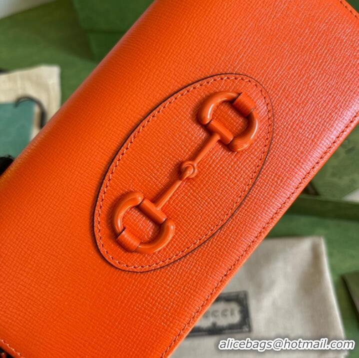 Top Quality Gucci Horsebit 1955 wallet with chain 621892 Orange