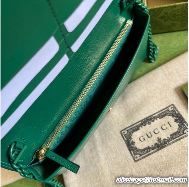 Famous Brand Gucci Horsebit 1955 wallet with chain 621892 green