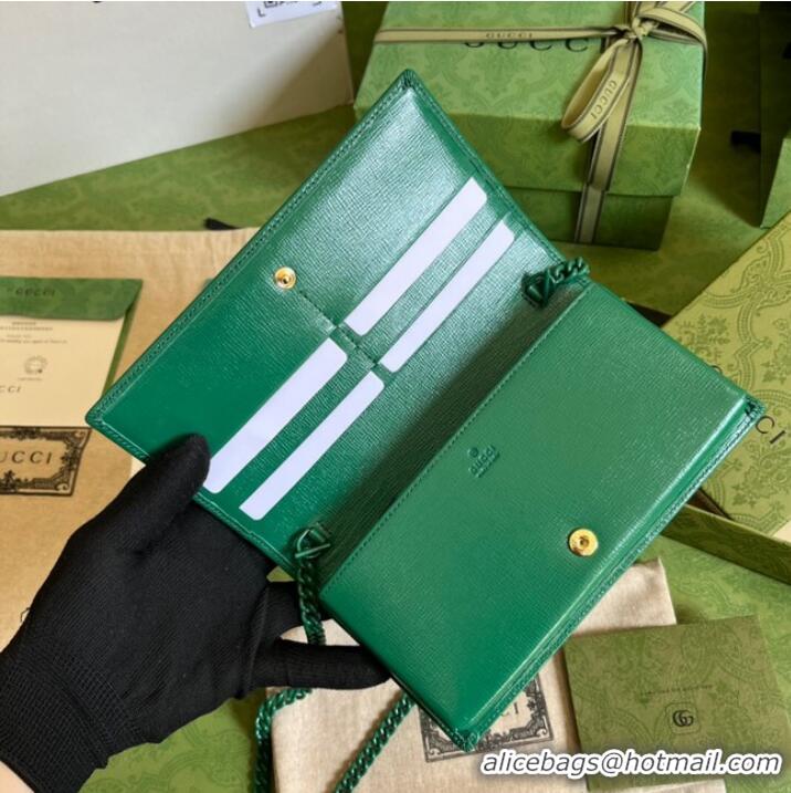 Famous Brand Gucci Horsebit 1955 wallet with chain 621892 green