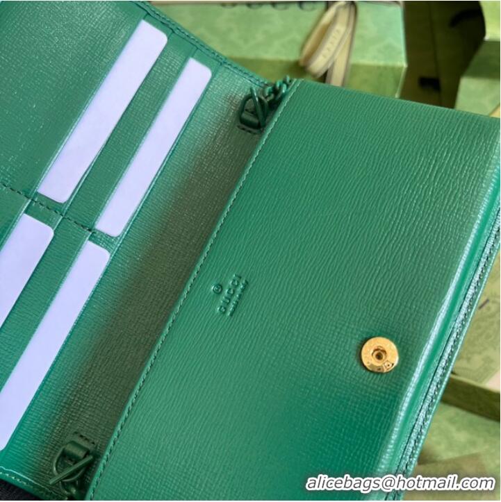 Famous Brand Gucci Horsebit 1955 wallet with chain 621892 green