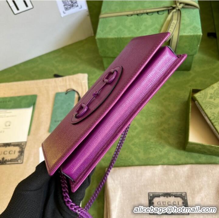 Top Quality Gucci Horsebit 1955 wallet with chain 621892 purple