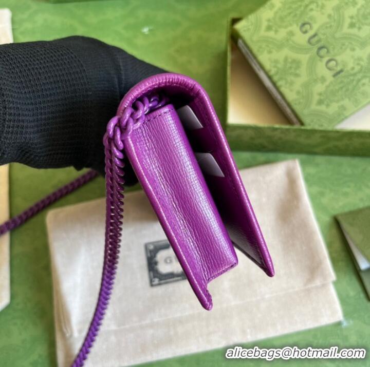 Top Quality Gucci Horsebit 1955 wallet with chain 621892 purple