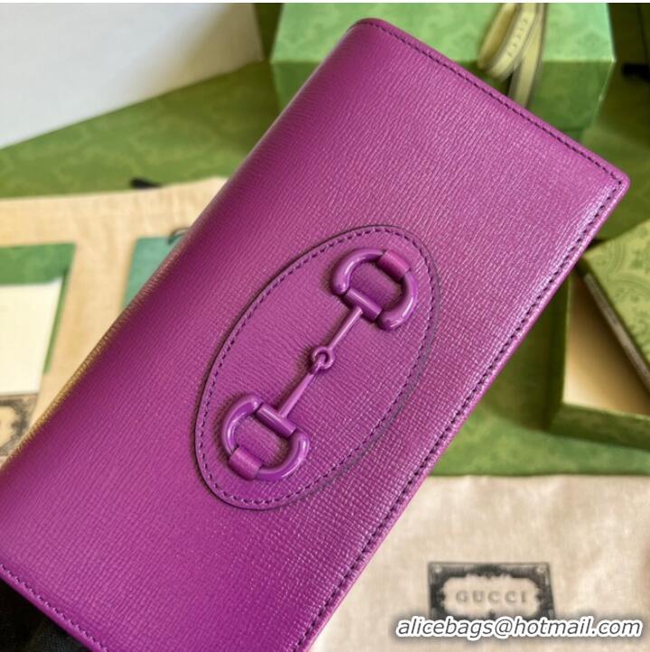 Top Quality Gucci Horsebit 1955 wallet with chain 621892 purple