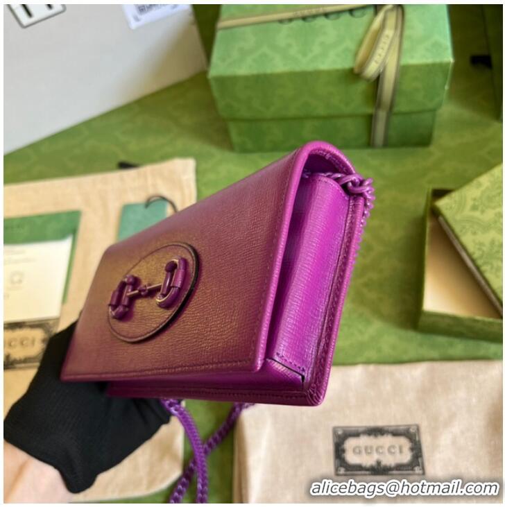 Top Quality Gucci Horsebit 1955 wallet with chain 621892 purple