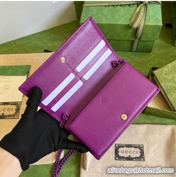 Top Quality Gucci Horsebit 1955 wallet with chain 621892 purple