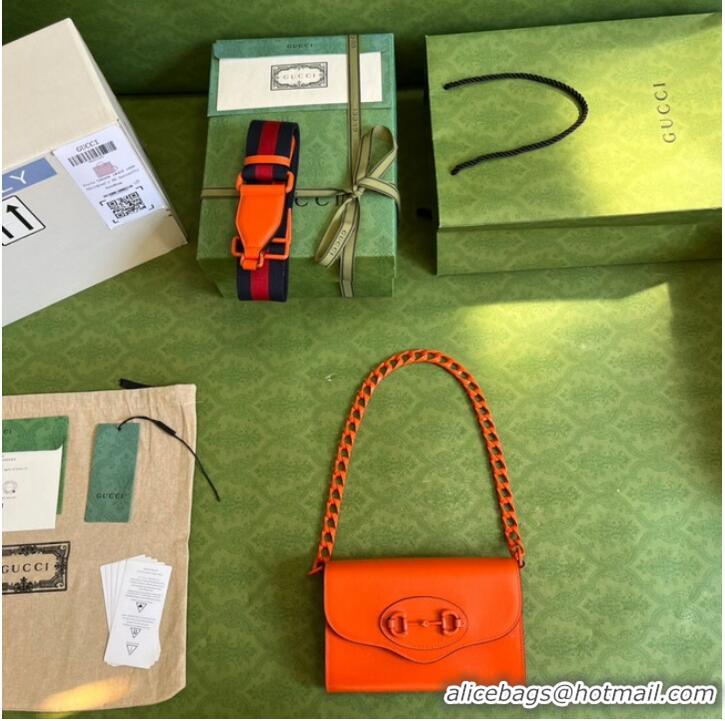 Top Quality Gucci Horsebit 1955 mini bag 724713 Orange