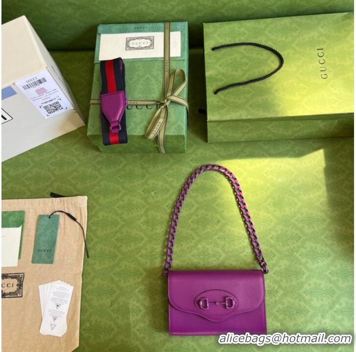 Pretty Style Gucci Horsebit 1955 mini bag 724713 Purple