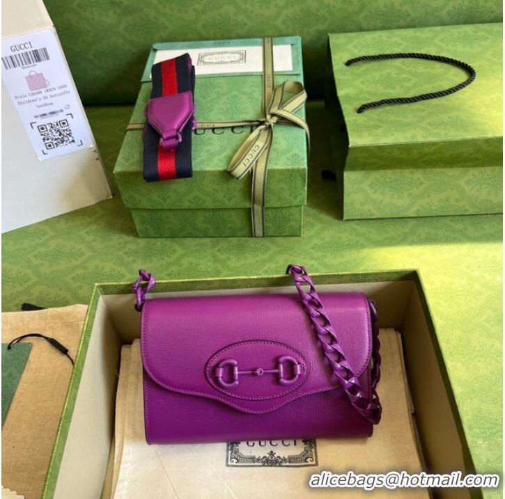 Pretty Style Gucci Horsebit 1955 mini bag 724713 Purple