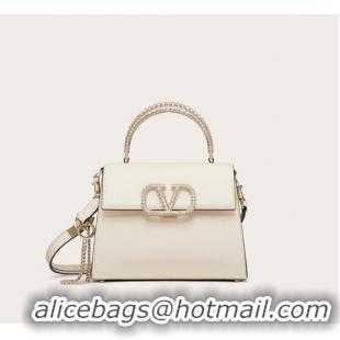 Famous Brand VALENTINO VSLING SMALL LOCO imitation crystal shoulder bag WB0F53NQ white