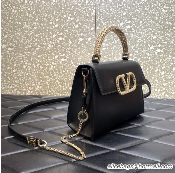 Top Quality VALENTINO VSLING SMALL LOCO imitation crystal shoulder bag WB0F53NQ black