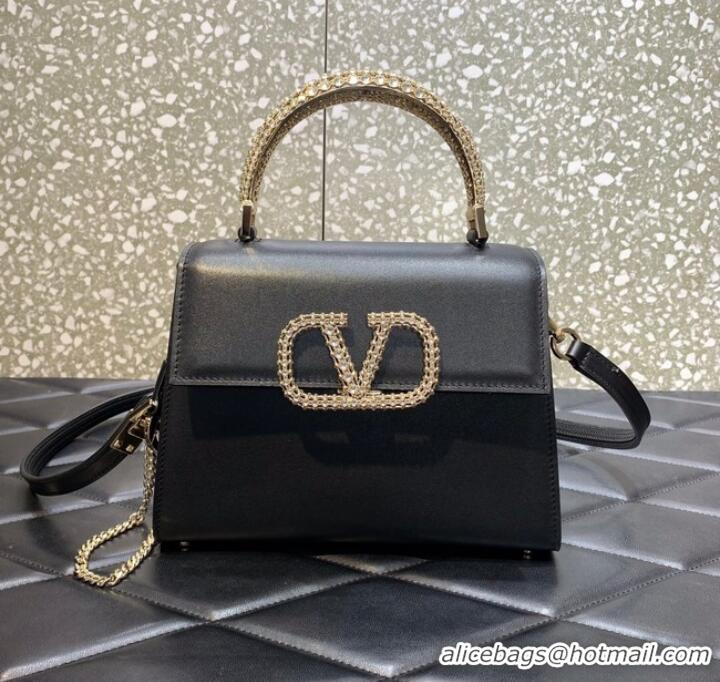 Top Quality VALENTINO VSLING SMALL LOCO imitation crystal shoulder bag WB0F53NQ black