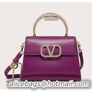 Famous Brand VALENTINO VSLING SMALL LOCO imitation crystal shoulder bag WB0F53NQ purple