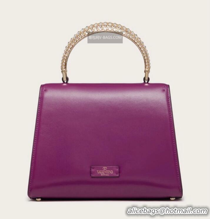 Famous Brand VALENTINO VSLING SMALL LOCO imitation crystal shoulder bag WB0F53NQ purple