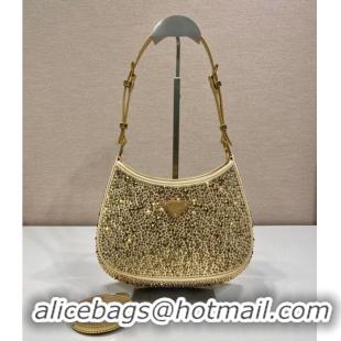 Top Quality Prada Cleo satin bag with crystals 1BC169 gold