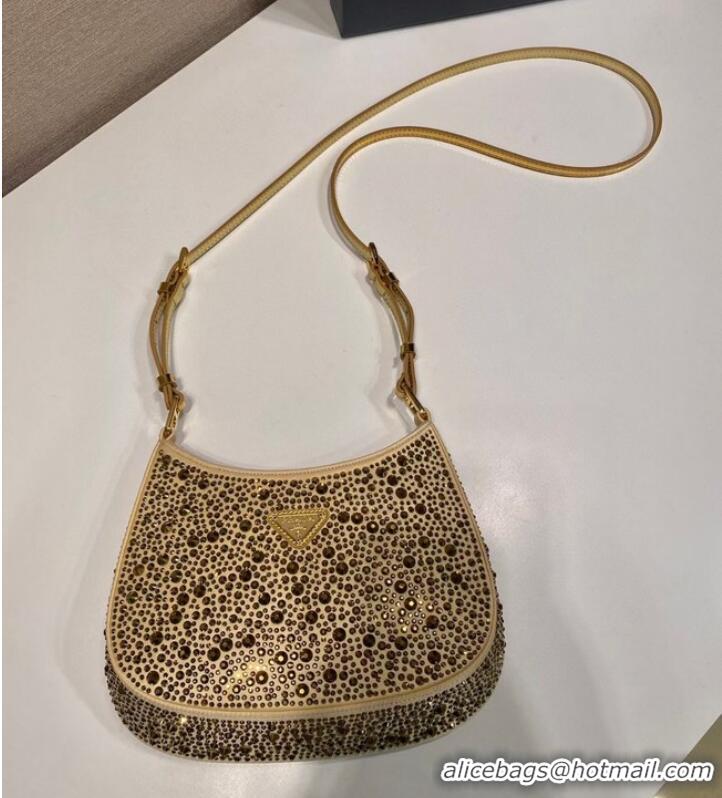 Top Quality Prada Cleo satin bag with crystals 1BC169 gold